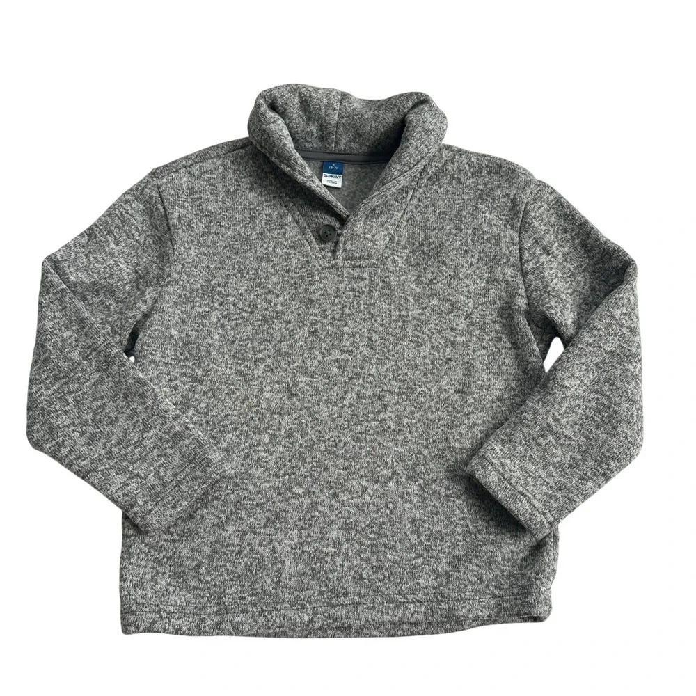Old Navy Boys Grey Marl Sweater Fleece Shawl Collar Pullover Size S 6-7 726443